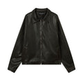 Solid Color PU Leather Coat Men