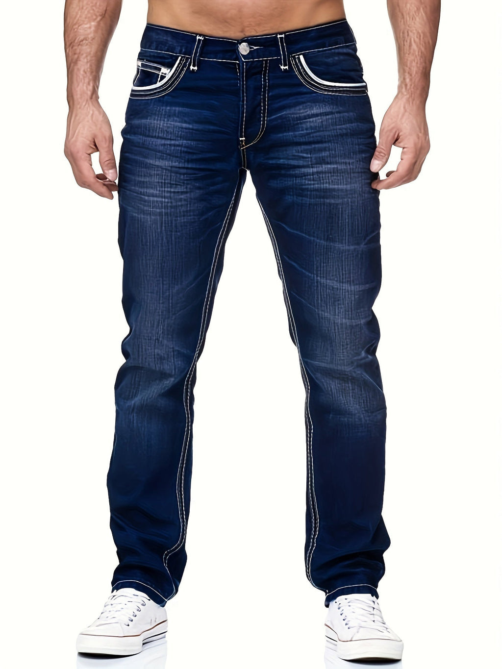 Jeans da uomo casual stile classico Valstrend, pantaloni stretch chic per look street style con design moderno.
