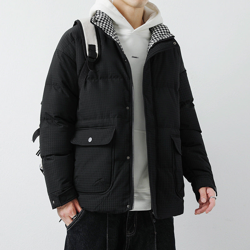 Giacca da uomo in cotone caldo e minimalista, colore solido, adatta per autunno e inverno, marca Valstrend.