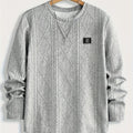 Men's Casual Crew Neck Long Sleeve Sweatshirt with Geometric Pattern - 100% Polyester Knit Fabric with Slight Stretch - Regular Fit Fashion Pullover
