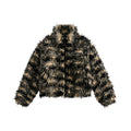 Cappotto corto in lana di agnello di alta qualità, stile retrò americano e moda, colore neutro, abbigliamento autunnale elegante.
