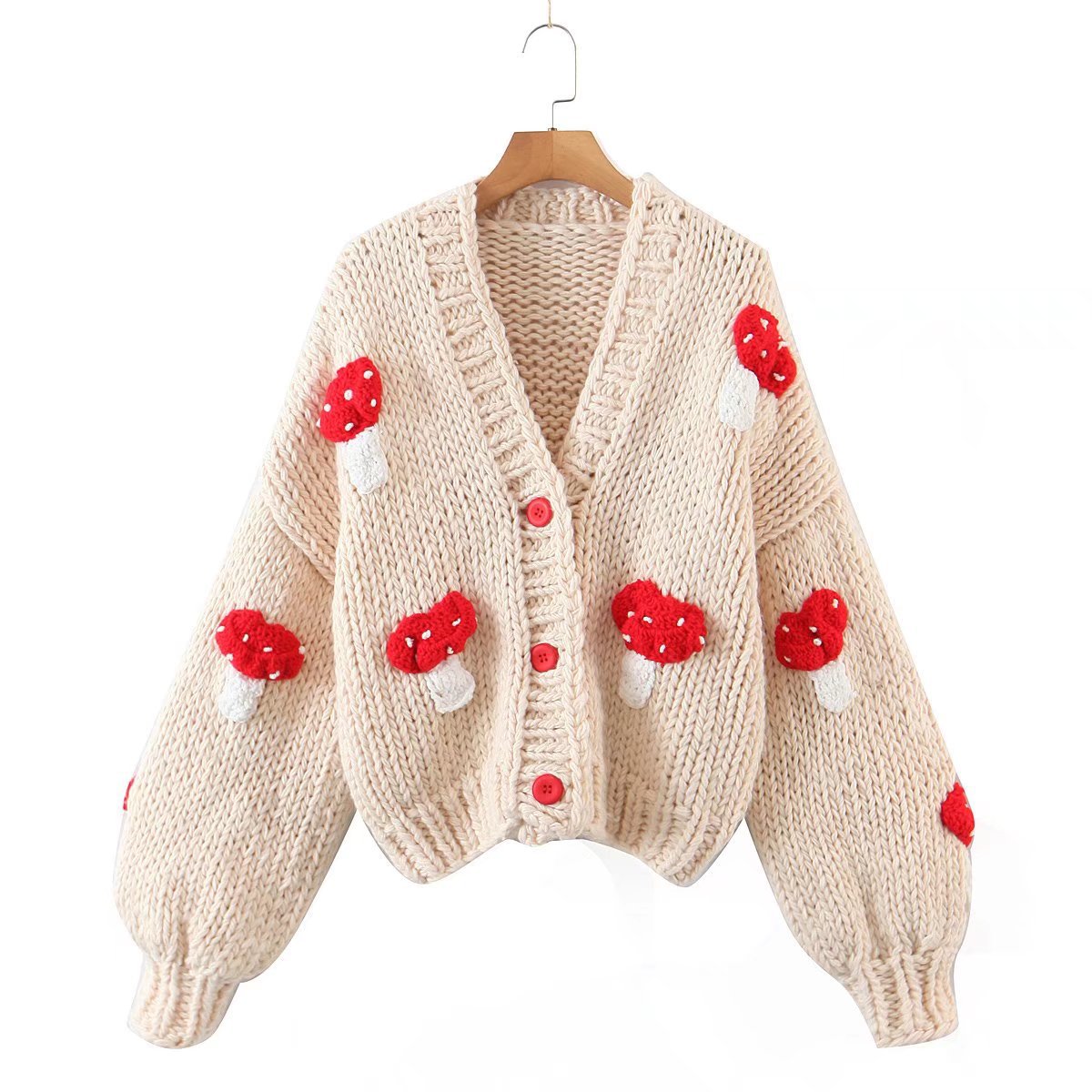 Autumn New Two-color Cute Mushroom Sweater Coat
