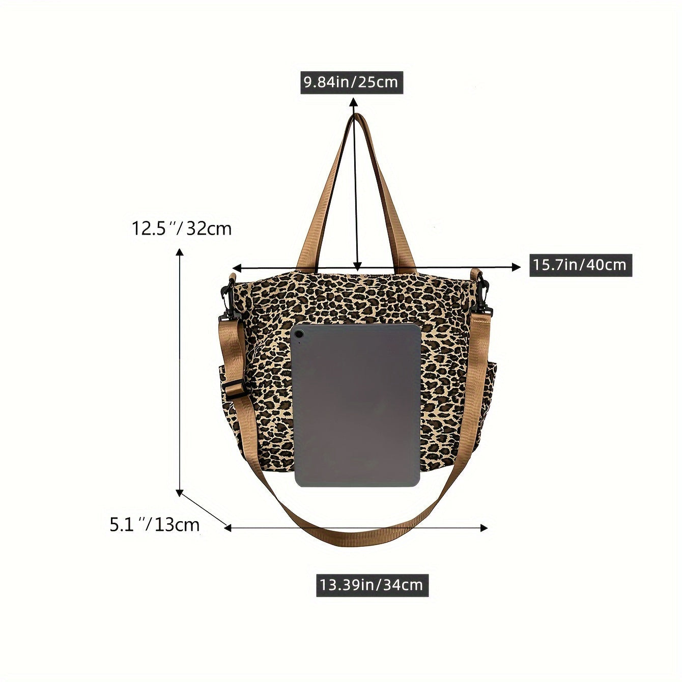 Leopard Print Canvas Versatile Single Shoulder Crossbody Handbag With Adjustable Strap, Multiple Pockets, Perfect For Casual Outdoor