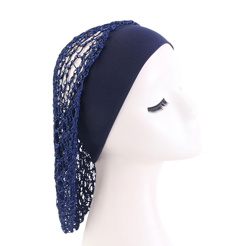 Cappuccio elasticato con rete per capelli Valstrend, copertura larga e lavorata a maglia, ideale per protezione dei capelli.