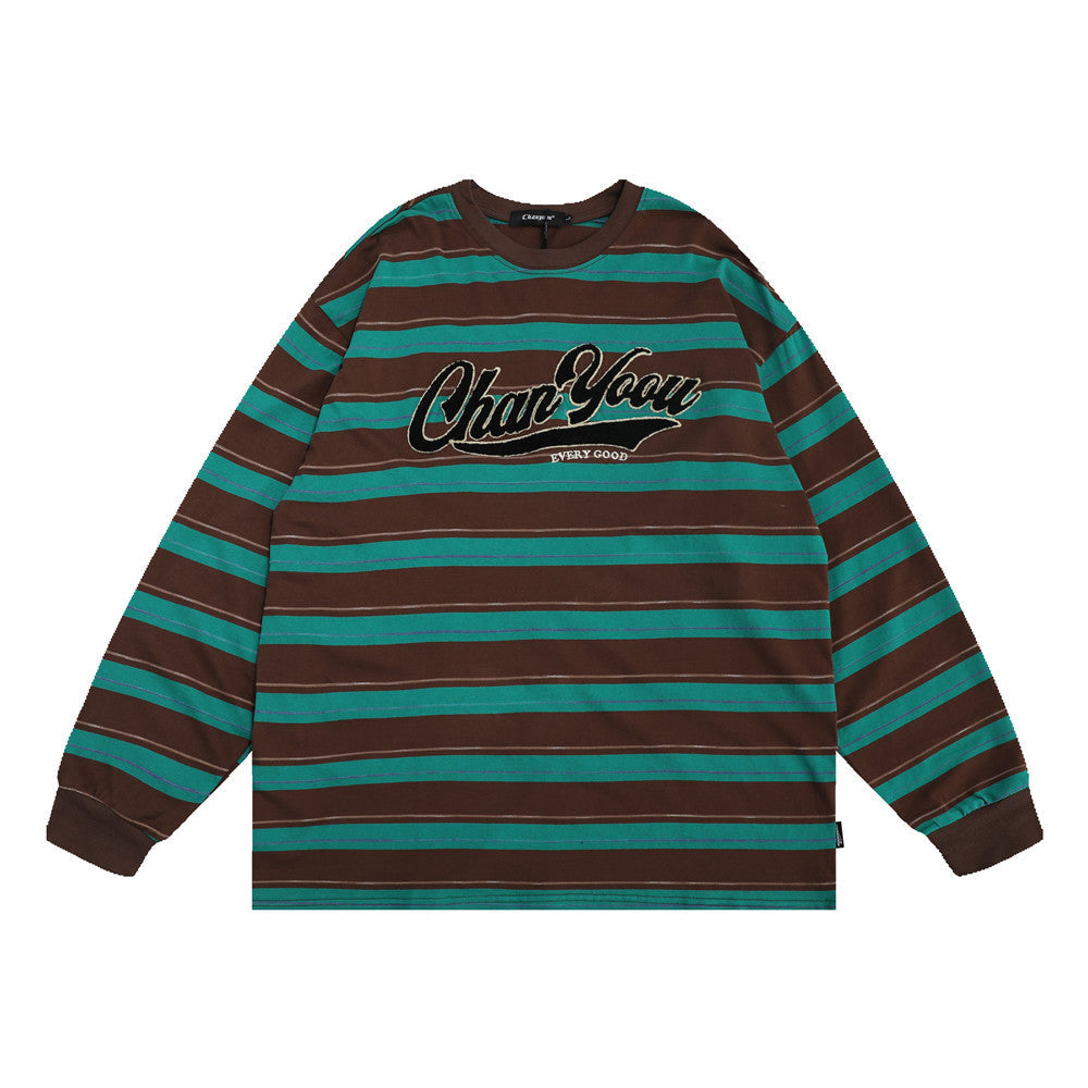 Maglione da uomo Valstrend con maniche lunghe e ricamo lettera, stile casual, tessuto morbido e comodo.