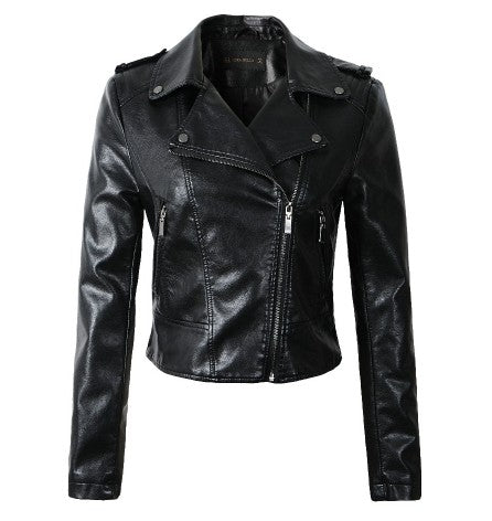 Giacca da donna in pelle PU valstrend, elegante cappotto invernale autunnale con zip, disponibile in 4 colori.