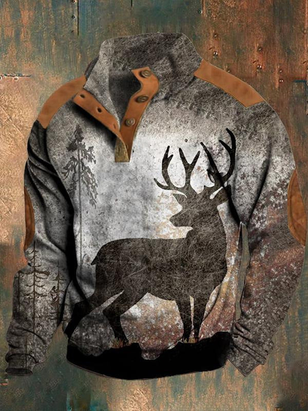 Maglione da uomo Valstrend shop primavera e autunno con zip e stampa digitale, morbido e comodo, mostra il design frontale.