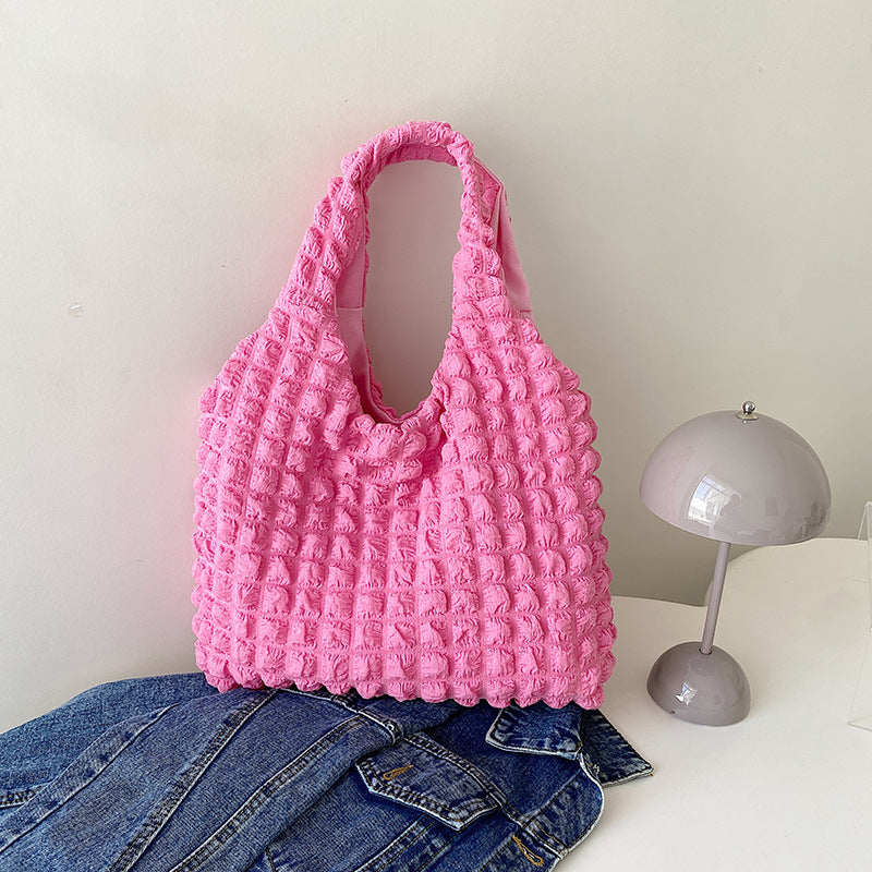 Pleated Bubble Bag Girl One-shoulder Hand Carrying