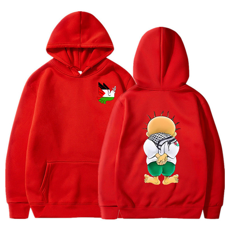 Felpa con cappuccio Valstrend con stampa grafica di colomba della pace, stile casual e moderno per uomo.