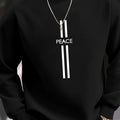 Felpa casual da uomo Valstrend con stampa Peace Element, maniche lunghe, scollo rotondo in tessuto poliestere lavabile in lavatrice