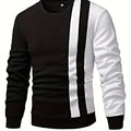 Felpa color block da uomo Valstrend, casual e creativa con girocollo, ideale per autunno e inverno, vista frontale con dettagli di design.
