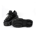 Scarpe in pelle nere Valstrend con dettagli a borchie, stile goth punk, altezza aumentata e design ispirato alla cultura asiatica femminile