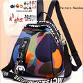 Chic Black Nylon Backpack - Large Capacity, Adjustable Straps, Fashion Print Casual Travel Bag with Zip Closure