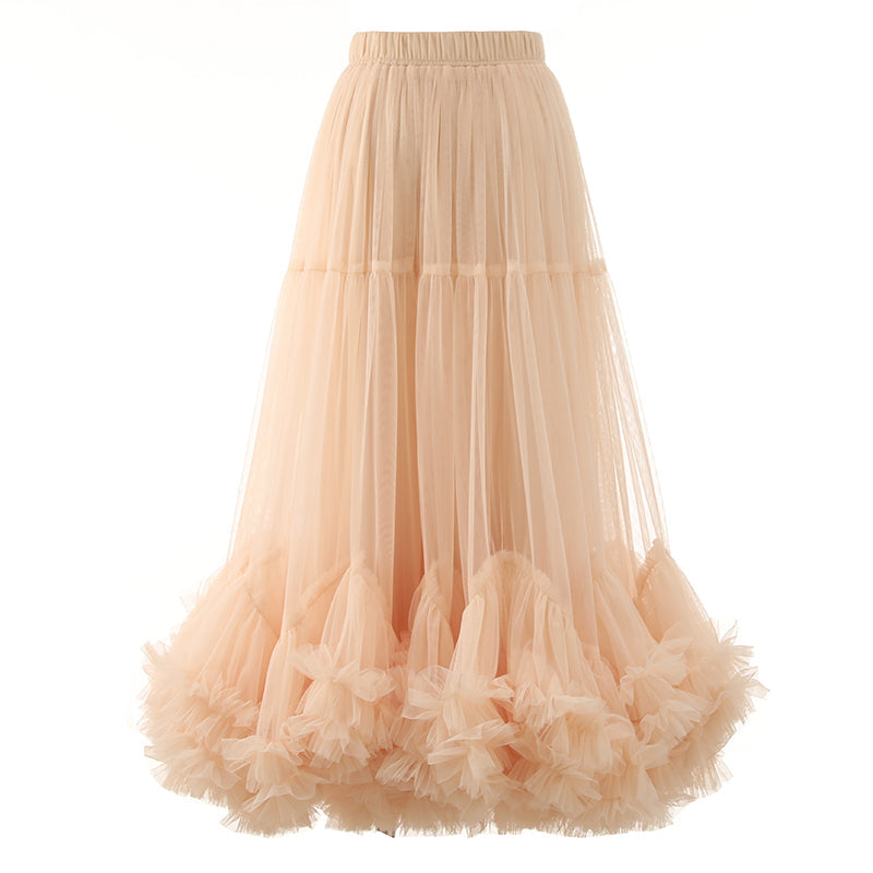 Lace A- Line Bubble Large Hem Fashion Mesh Skirt