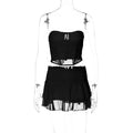 Lady Sexy Collage Lace See-through Chest Wrap Skirt Outfit