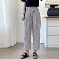 Elastic Waist Loose Vertical Stripes Casual Straight Pants