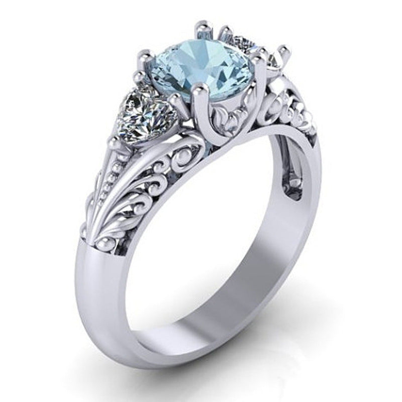 Anello di diamanti Valstrend con zaffiro blu, gioiello da matrimonio europeo e americano, anello di coppia creativo e alla moda