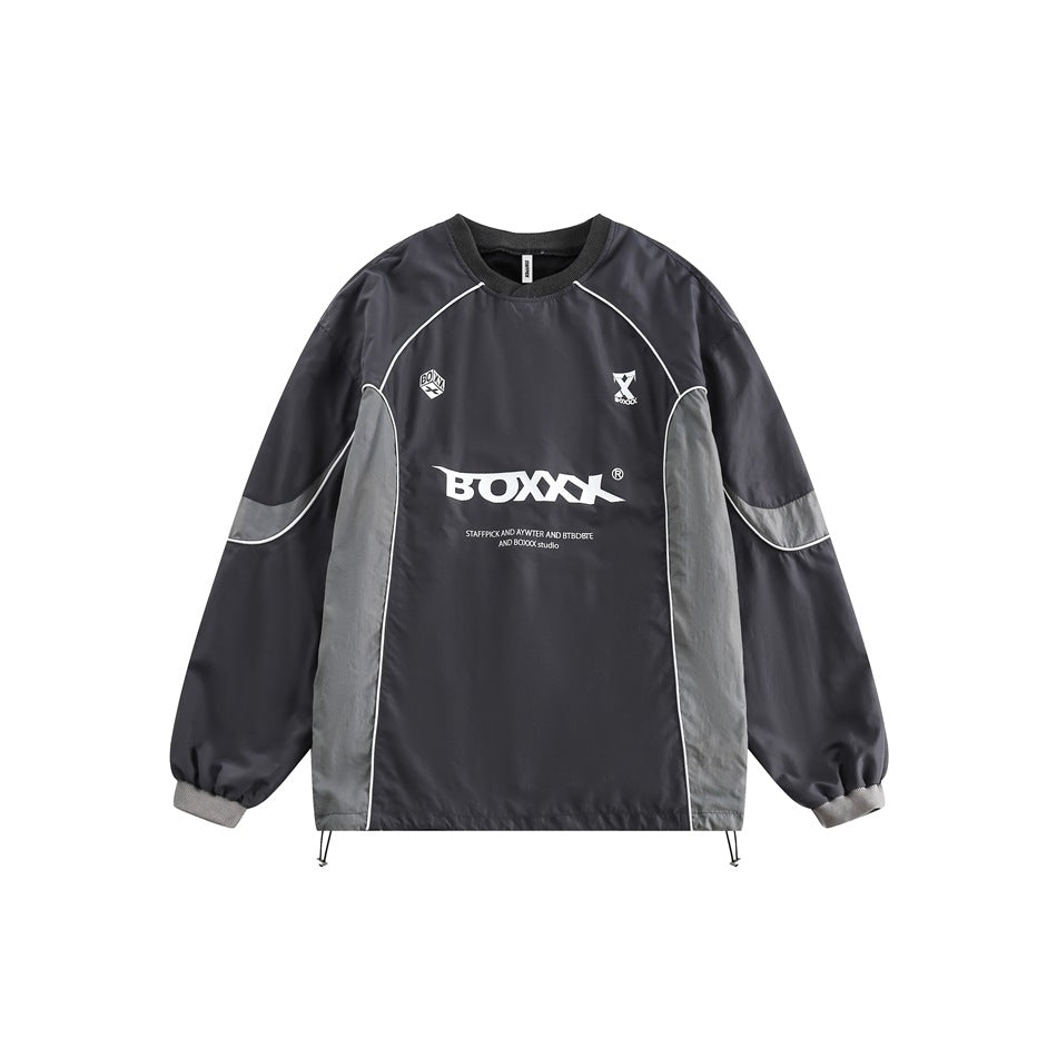 Maglione felpa oversize stile college retrò Valstrend, con scollo rotondo, in tessuto morbido e confortevole, colore neutro.