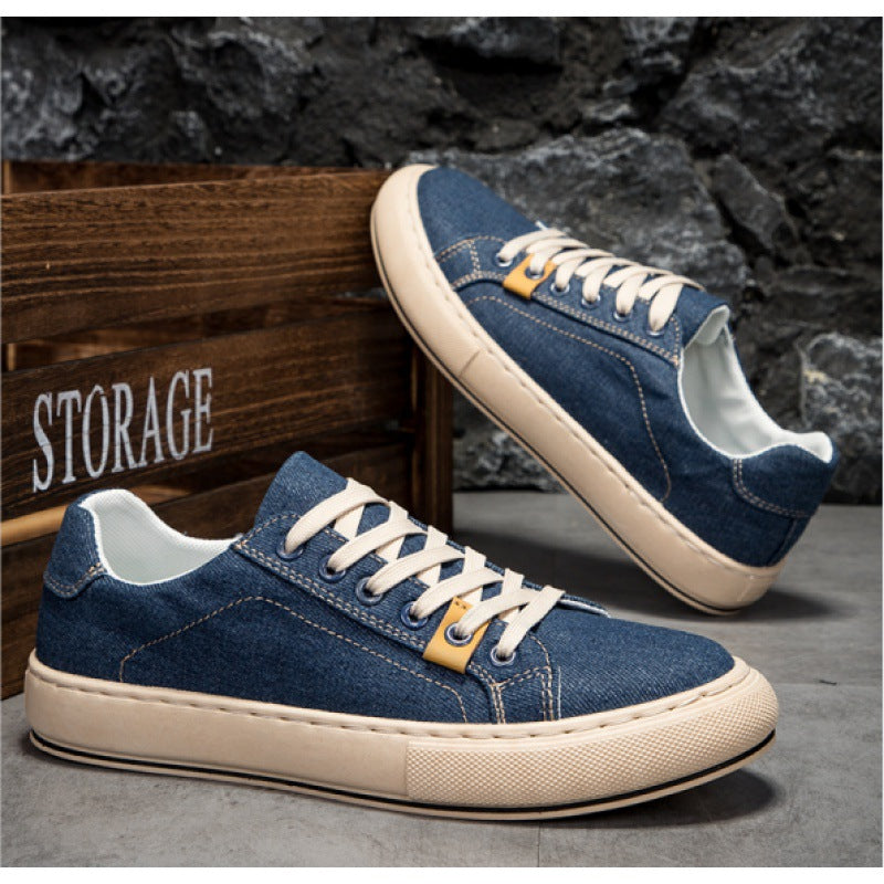 Scarpe da uomo Valstrend stile casual retrò in denim, sneakers versatili e comode con design classico e dettagli in tessuto.