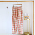 Pantaloni da donna casual in cotone a quadri in garza, stile moda femminile, con vestibilità comoda e design alla moda.