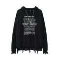 Felpa con orlo strappato, catena e lettere personalizzate di Valstrend shop, stile casual e alla moda.