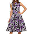 Vestito vintage con stampa Valstrend, abito femminile con disegni retrò e dettagli eleganti, perfetto per uno stile classico e raffinato.