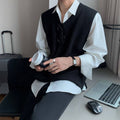 Maglione da uomo a V con collo a V e gilet in maglia, stile college autunno e inverno, taglia grande, vestito caldo e elegante.