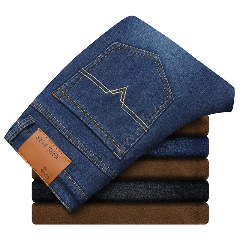 Men's Fashion Casual Stretch Fleece Jeans
