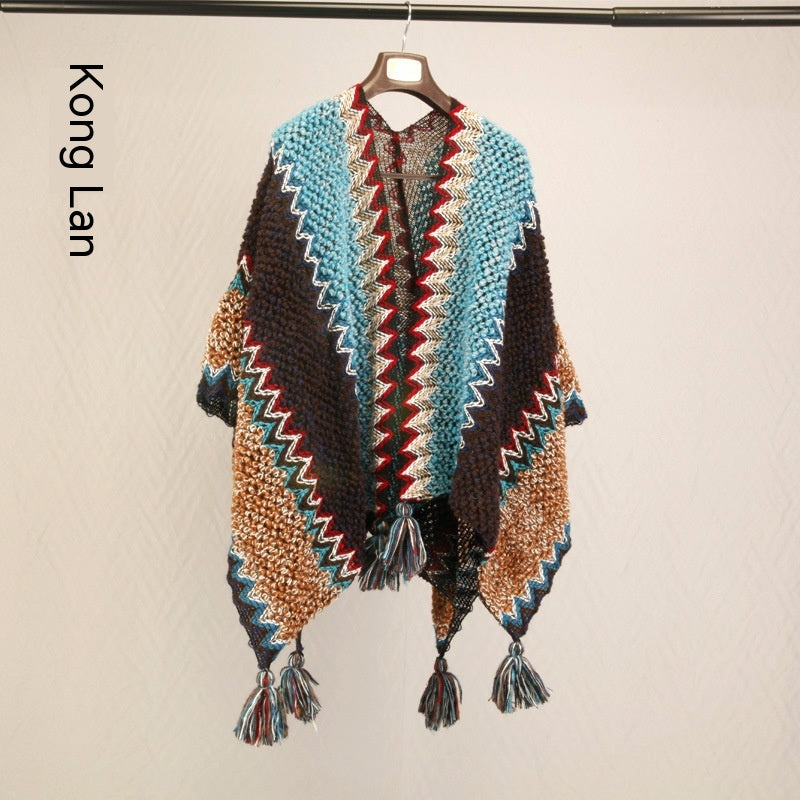 Sciarpa etnica da viaggio Valstrend, stile doppio uso, tessuto colorato con motivi tradizionali, ideale per abbigliamento casual e viaggi.