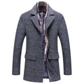 Fall Winter Men's Woolen Coat Fashion Polo Collar Cotton Scarf