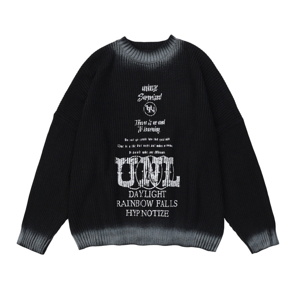 Maglione uomo Valstrend con collo a girocollo e stampa lettera, tessuto morbido e comodo, stile casual e moderno.
