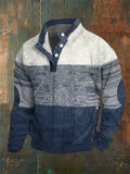 Maglione Henley da uomo Valstrend con stampa digitale, tessuto morbido e dettagli classici, vista frontale del maglione.