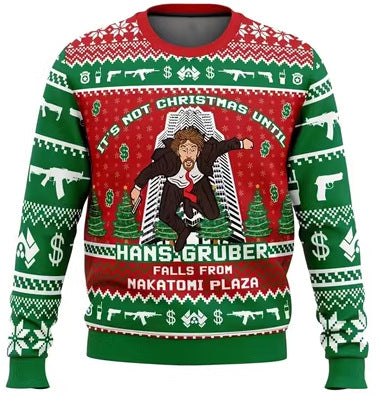 Santa Elk Long Sleeve Round Neck Loose Top