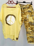 Tuta due pezzi Valstrend con maglietta a maniche corte stampata europea e americana, stile trendy e casual.