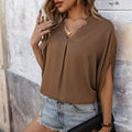 Camicia donna a maniche a pipistrello Valstrend, colore unito, tessuto morbido e stile elegante, vista frontale