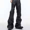 Pantaloni casual da uomo Valstrend con cuciture tridimensionali, dettagli in pelle punk, cerniere in metallo e taglio bootcut.