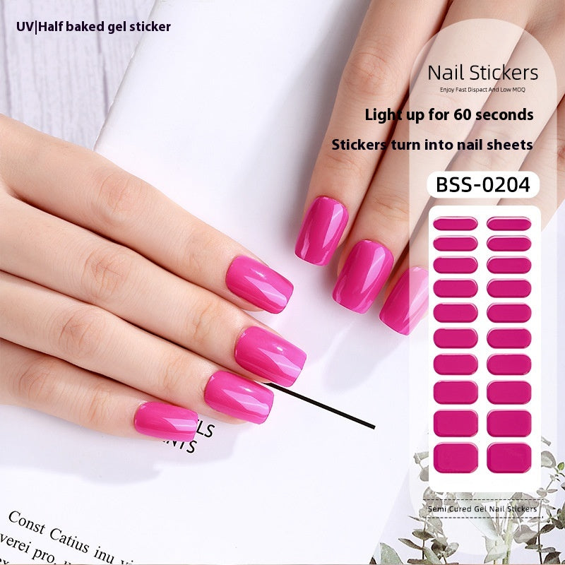 Pure Color Gel Nail Sticker Uv Phototherapy Semi-curing Nail Art Sticker