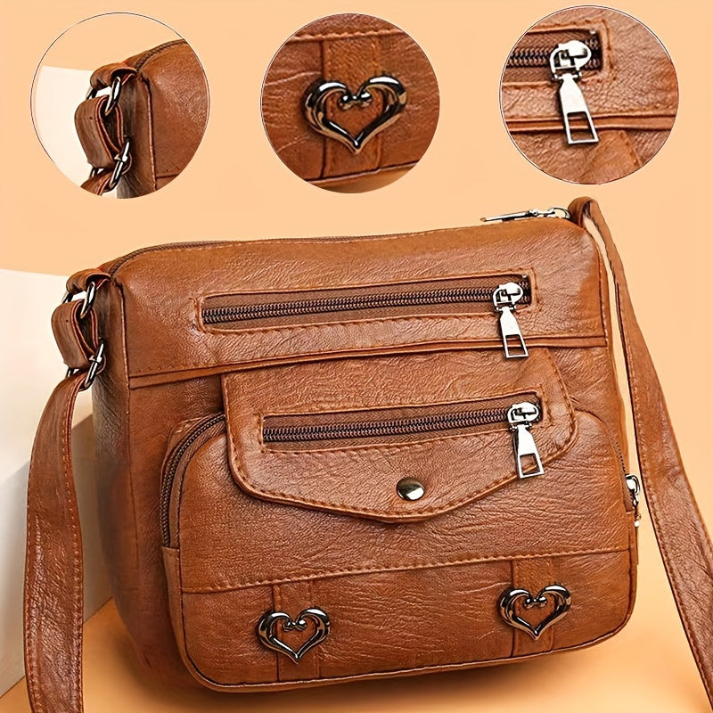 Fashion Crossbody Bag With Multiple Pockets, Soft Shoulder Sling Purse For Middle-aged And Elderly Ladies, Elegant Mom Handbag