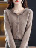 Maglia a maniche lunghe Valstrend, top largo in cotone autunnale e invernale con collo rotondo, vestibilità comoda e stile casual