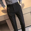 Pantaloni da uomo Valstrend Ruoshuai, abbigliamento elegante da lavoro, tessuto in tessuto blu con linea classica e taglio dritto