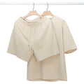 Completo casual in cotone con T-shirt a maniche corte e shorts, set di due pezzi Valstrend, abbigliamento estivo comodo.