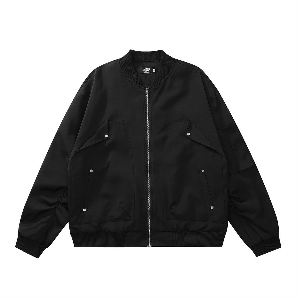 Giacca da baseball uomo Valstrend, design a maniche lunghe plissettate, stile nazionale, vestibilità larga, abbigliamento sportivo moda