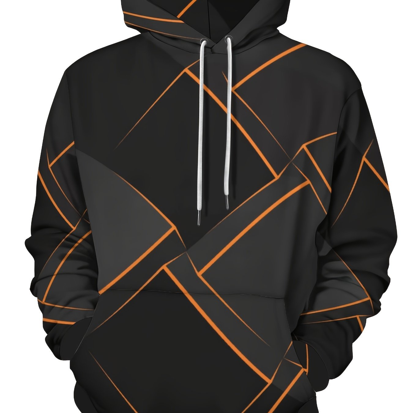Felpa con cappuccio Valstrend con motivo geometrico, design casual e grafico, ideale per inverno e autunno, uomo.