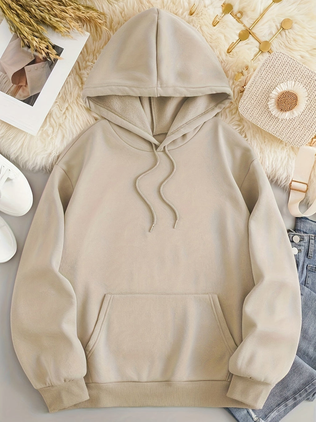 Felpa con cappuccio Valstrend con stampa grafica, cappuccio con coulisse, casual, ideale per inverno e autunno, donna