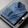 Camicia lunga in denim Valstrend, maniche lunghe e stile casual, perfetta come giacca leggera in tessuto denim.