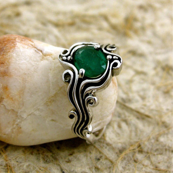 Anello di fidanzamento Valstrend con pietra verde brillante, gioiello di moda in stile europeo e americano, vendita all'ingrosso.
