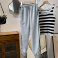 Women's Gray Letter Elastic-waisted Straight-leg Pants