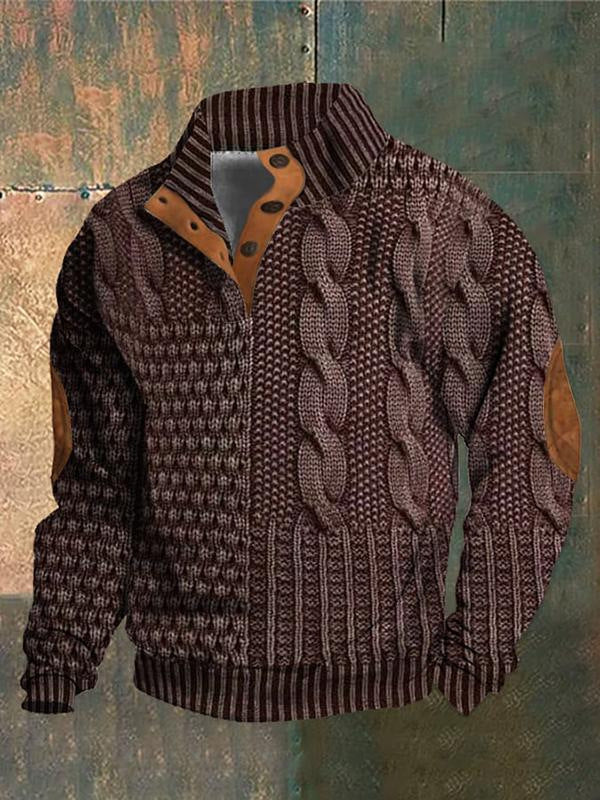 Maglione da uomo Valstrend shop con cerniera, stampa digitale di primavera e autunno, stile casual, in tessuto confortevole.
