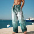 Pantaloni da uomo Valstrend con vita media, fantasia check, stampa 3D e gamba dritta, con cintura a coulisse in tessuto leggero