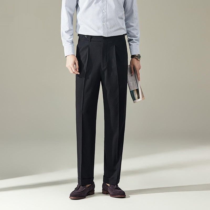 Pantaloni da uomo Valstrend Seersucker a gessatura, dritti e larghi, tessuto leggero e traspirante, stile casual e elegante